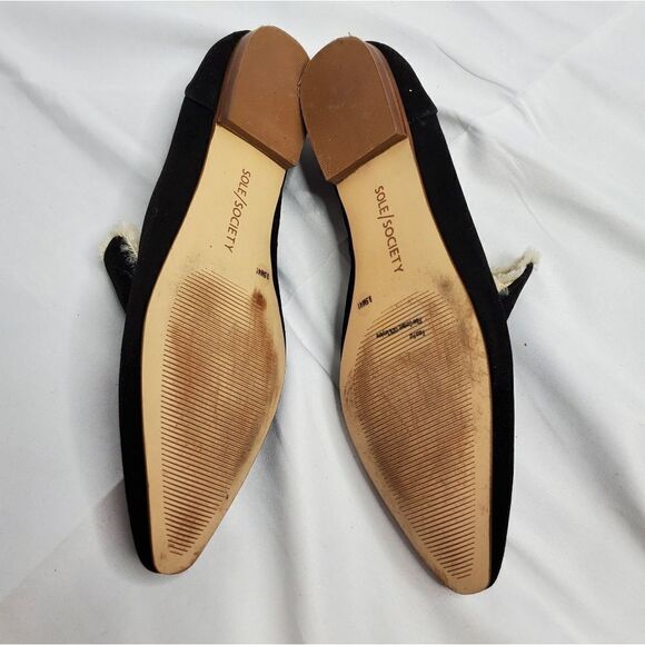 SOLE SOCIETY loafer Bettina black leather faux fur lined shoe 9.5 - Picture 8 of 8